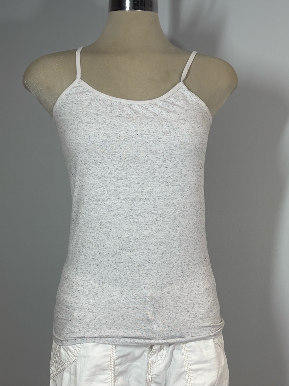 Lavon Light Heather White Spaghetti Strap Camisole Size S